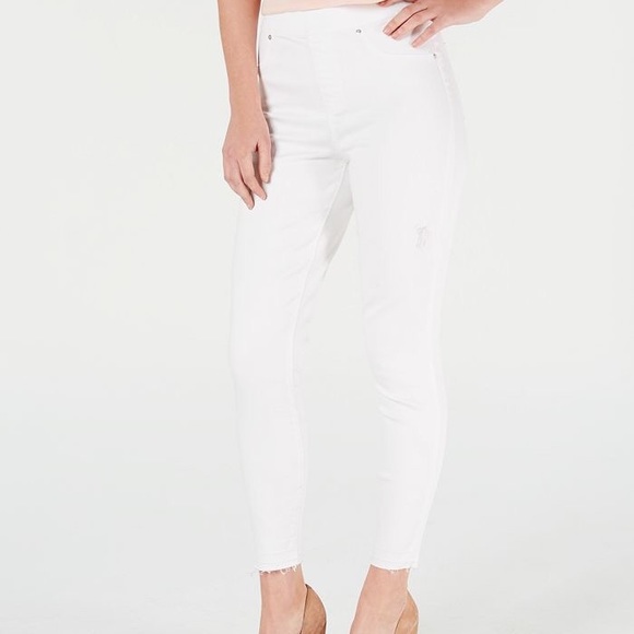 SPANX- Distressed Ankle Skinny Jeans White - Picture 3 of 11